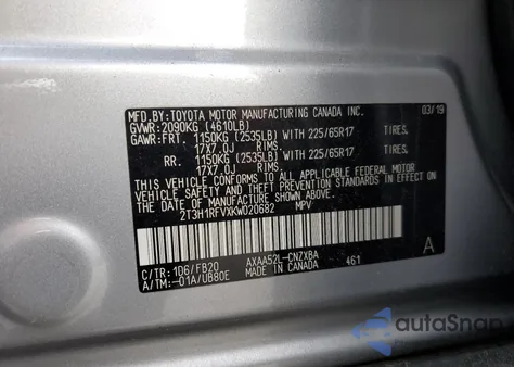 2019 Toyota Rav4 Le from USA, damaged, VIN 2T3H1RFVXKW020682